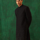 Black Achkan Set