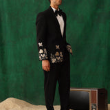 Midnight Charm: Black Embroidered Tuxedo