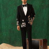 Midnight Charm: Black Embroidered Tuxedo