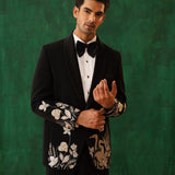 Midnight Charm: Black Embroidered Tuxedo