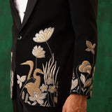 Midnight Charm: Black Embroidered Tuxedo