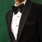 Midnight Charm: Black Embroidered Tuxedo