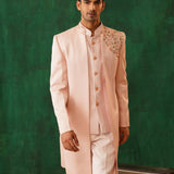 Blush Pink Embroidered Achkan Set