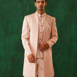 Blush Pink Embroidered Achkan Set