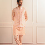 Intricate Peach Nehru Jacket