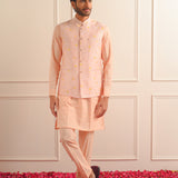 Intricate Peach Nehru Jacket